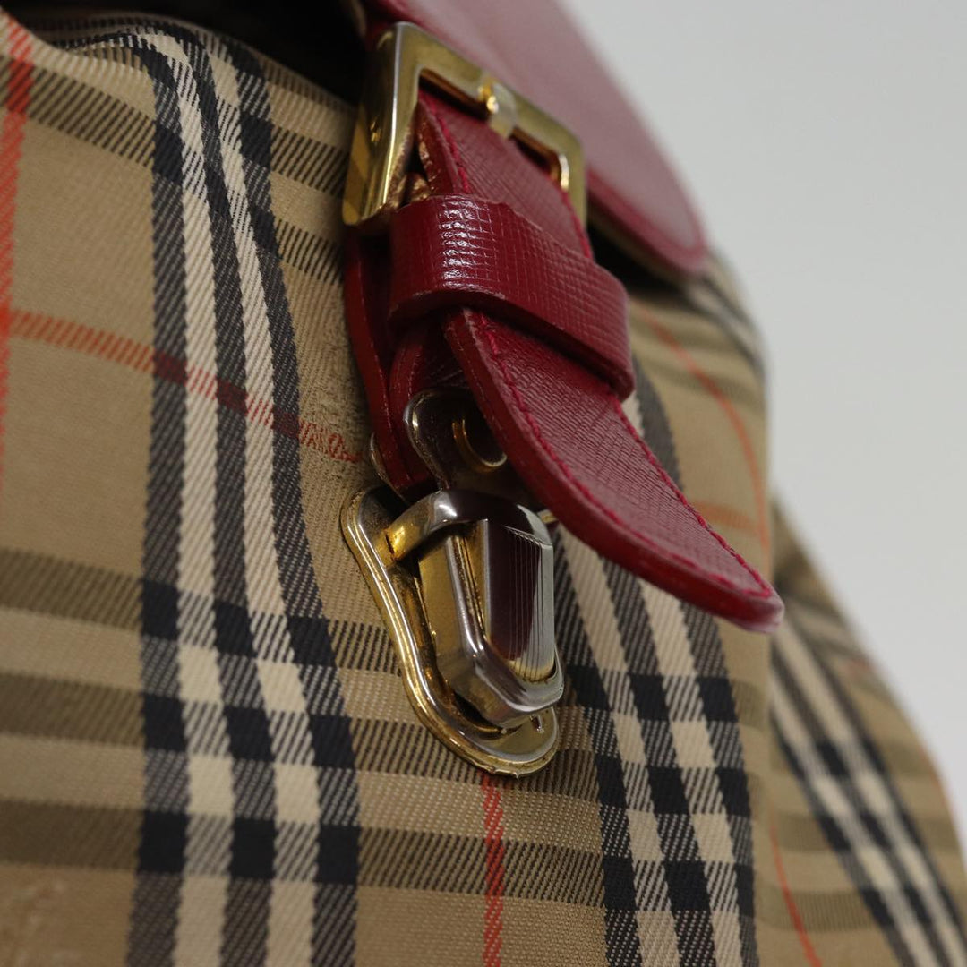 BurberrySs Nova Check Backpack Canvas Red Beige Auth 75840