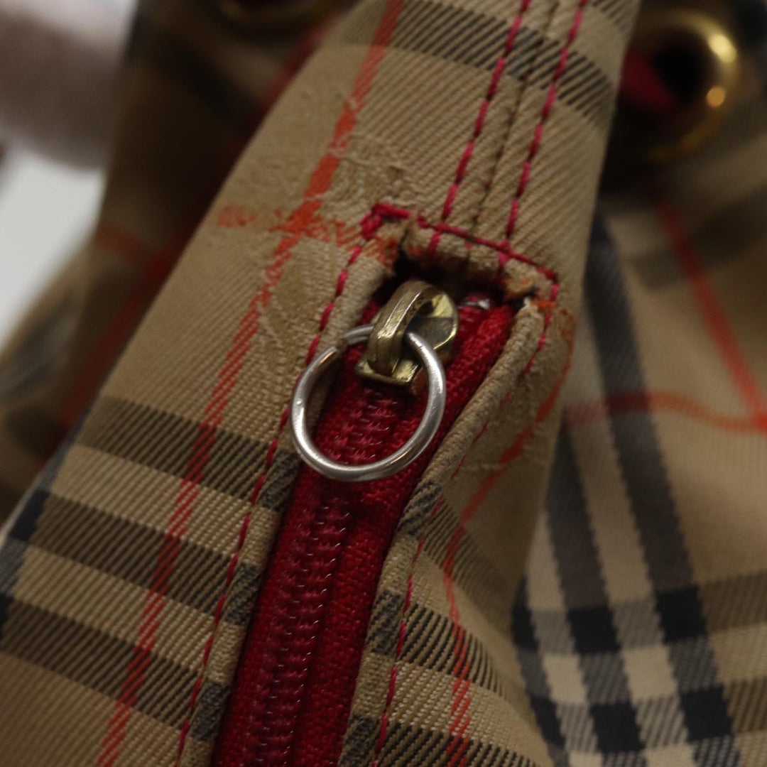 BurberrySs Nova Check Backpack Canvas Red Beige Auth 75840