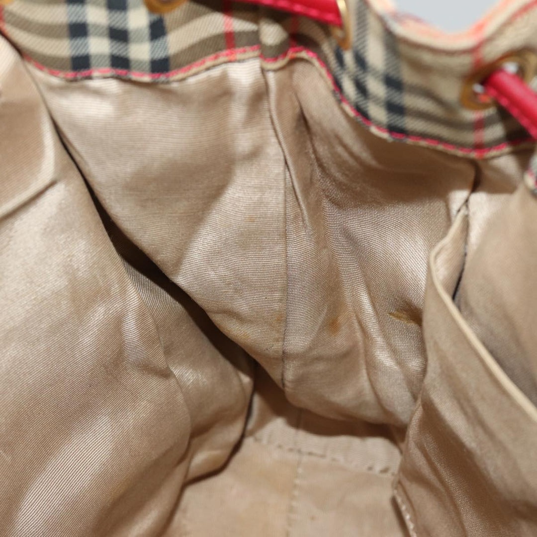 BurberrySs Nova Check Backpack Canvas Red Beige Auth 75840