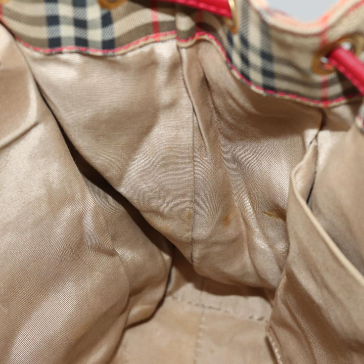 BurberrySs Nova Check Backpack Canvas Red Beige Auth 75840