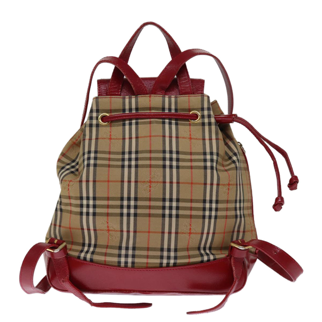BurberrySs Nova Check Backpack Canvas Red Beige Auth 75840