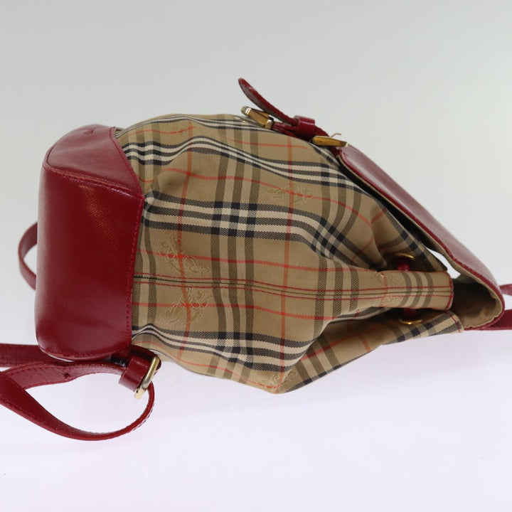 BurberrySs Nova Check Backpack Canvas Red Beige Auth 75840