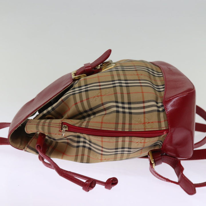 BurberrySs Nova Check Backpack Canvas Red Beige Auth 75840