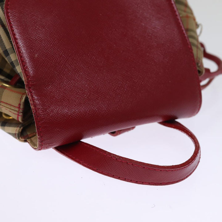 BurberrySs Nova Check Backpack Canvas Red Beige Auth 75840