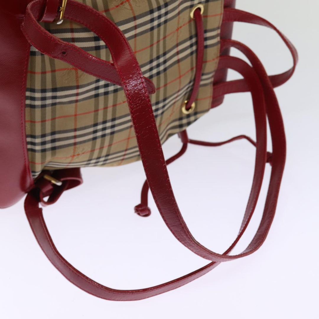 BurberrySs Nova Check Backpack Canvas Red Beige Auth 75840