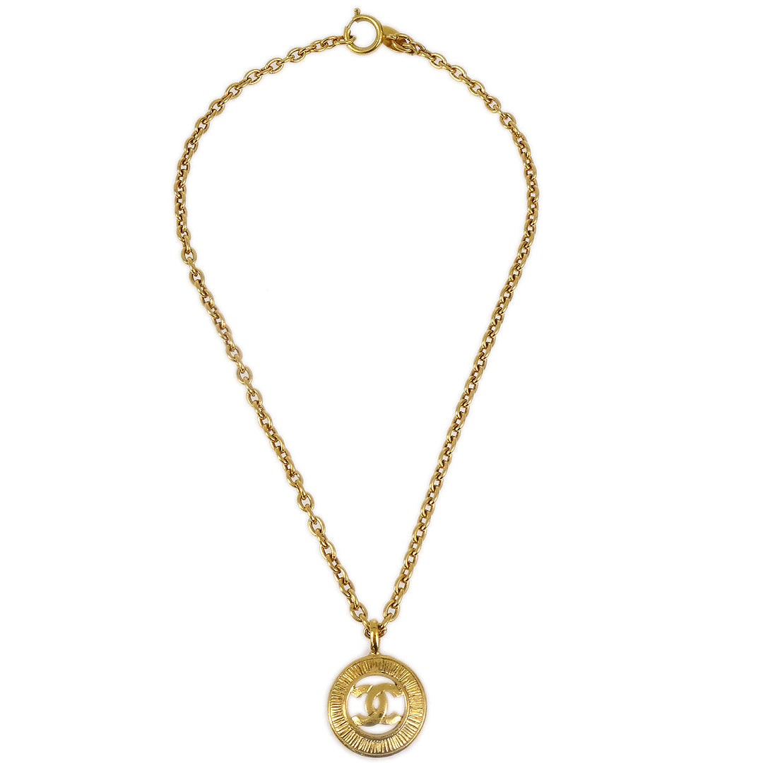 Top Quality Chanel Medallion Gold Chain Pendant Necklace 3848
