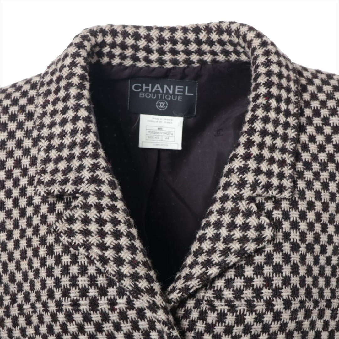 Top Quality Chanel Coconut Button 95A Wool  Silk Coat 44  Beige √ó Brown P05266 TWIDE