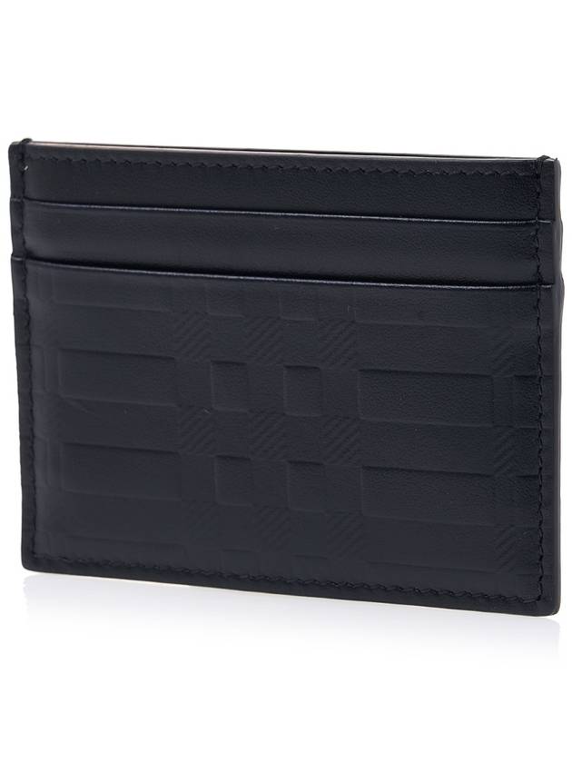 Burberry Embossed Check Leather Card Wallet Black