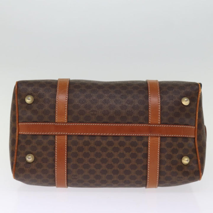 Celine Macadam Canvas Boston Bag PVC Leather Brown  76018