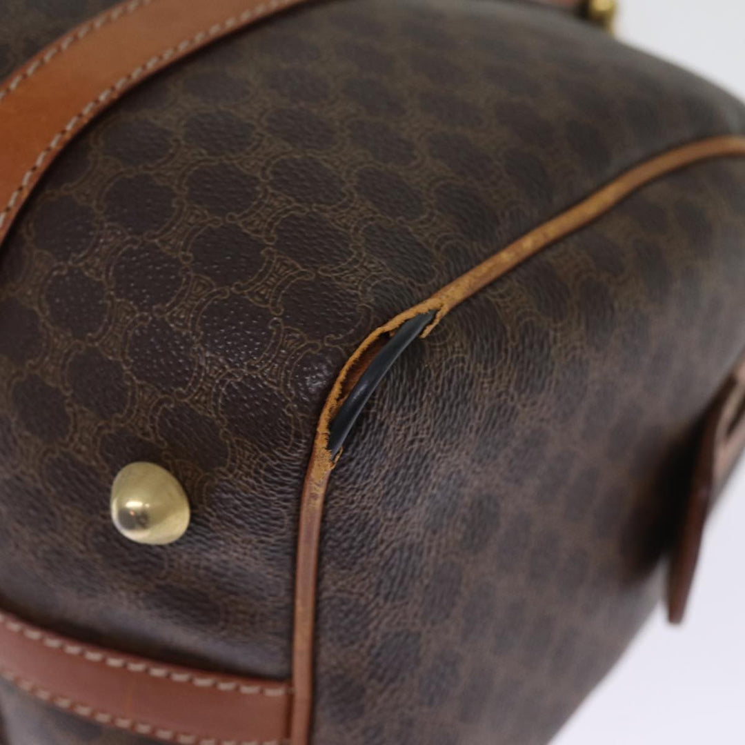 Celine Macadam Canvas Boston Bag PVC Leather Brown  76018