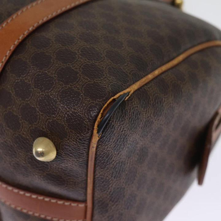 Celine Macadam Canvas Boston Bag PVC Leather Brown  76018