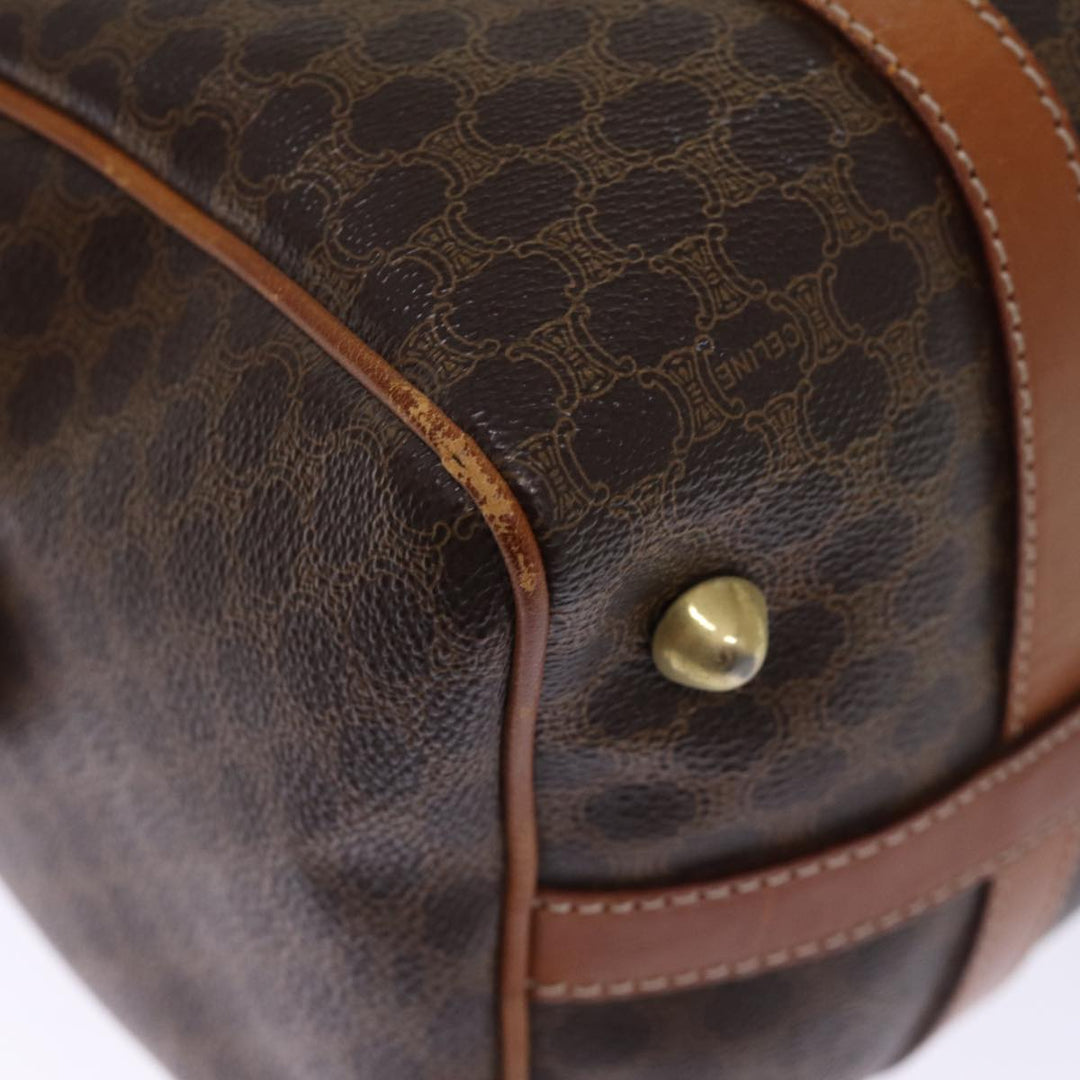 Celine Macadam Canvas Boston Bag PVC Leather Brown  76018