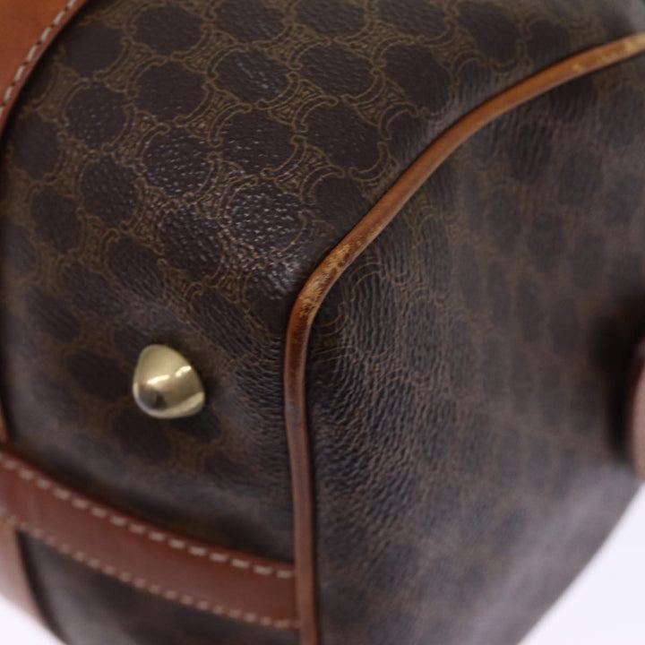 Celine Macadam Canvas Boston Bag PVC Leather Brown  76018