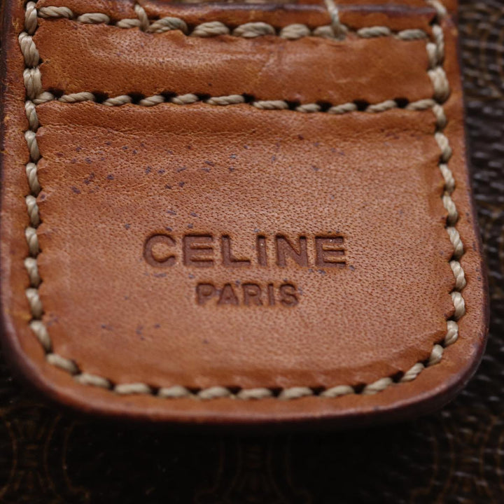 Celine Macadam Canvas Boston Bag PVC Leather Brown  76018