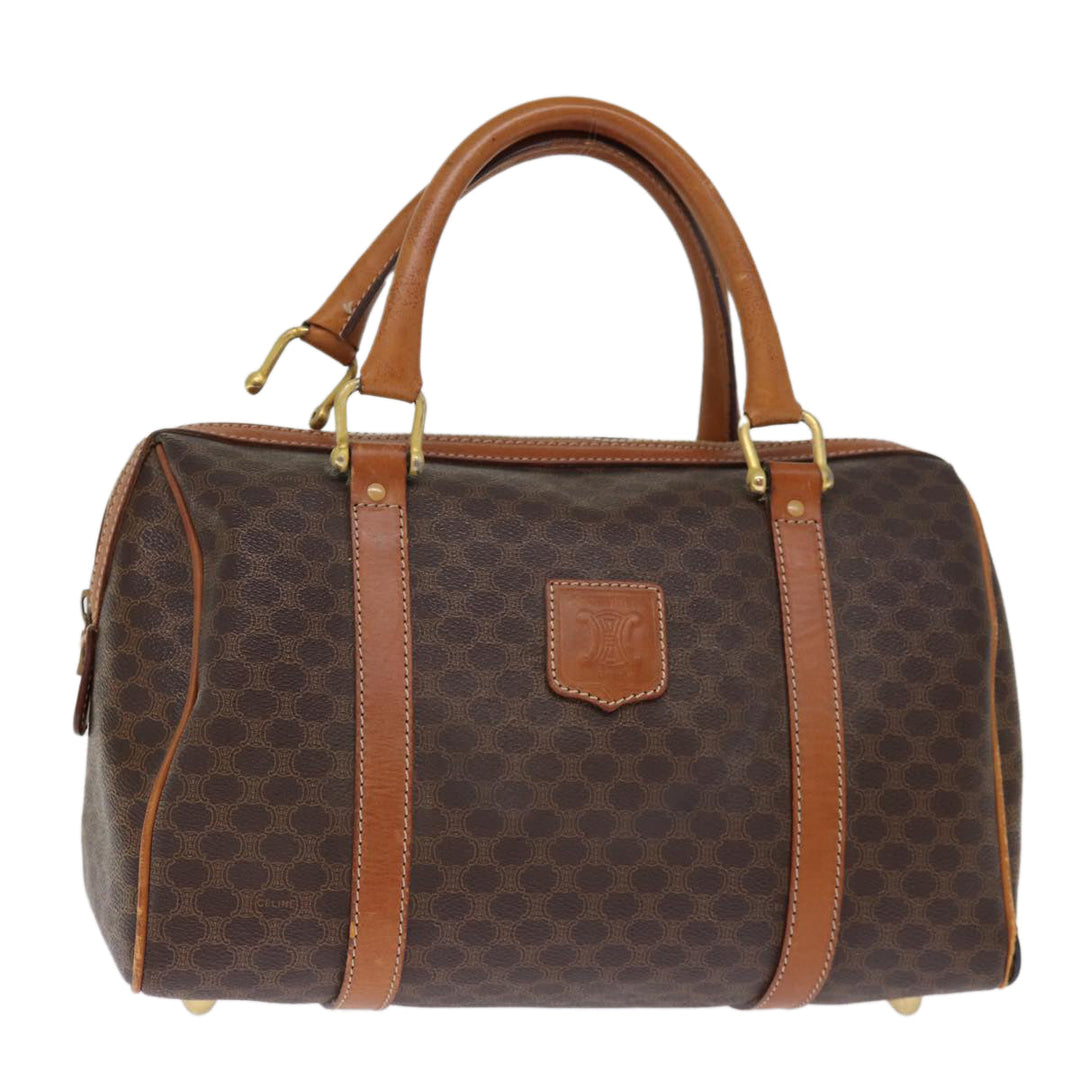 Celine Macadam Canvas Boston Bag PVC Leather Brown  76018