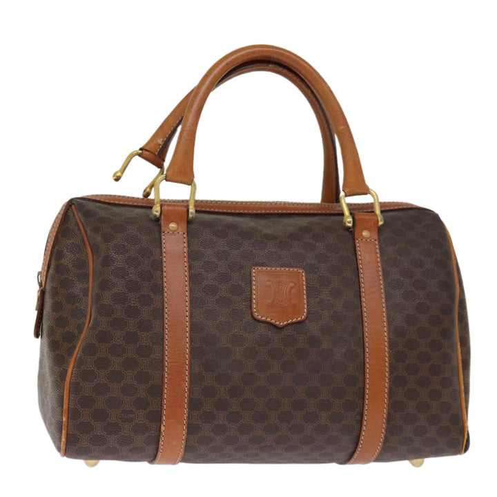 Celine Macadam Canvas Boston Bag PVC Leather Brown  76018