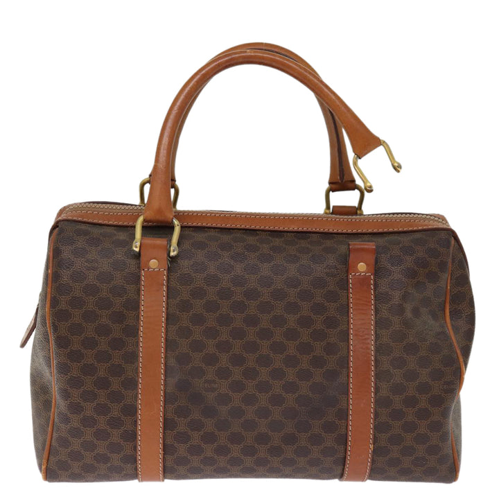 Celine Macadam Canvas Boston Bag PVC Leather Brown  76018