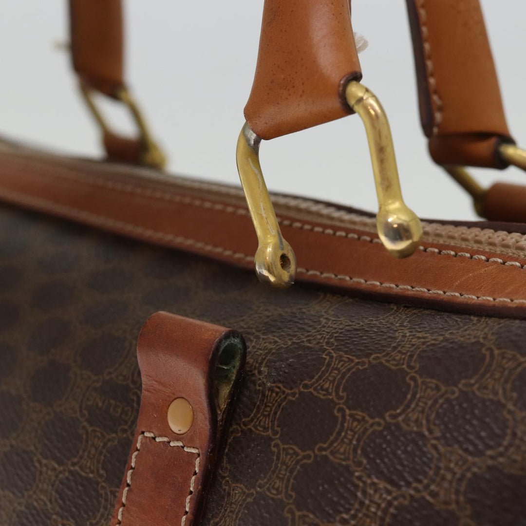 Celine Macadam Canvas Boston Bag PVC Leather Brown  76018