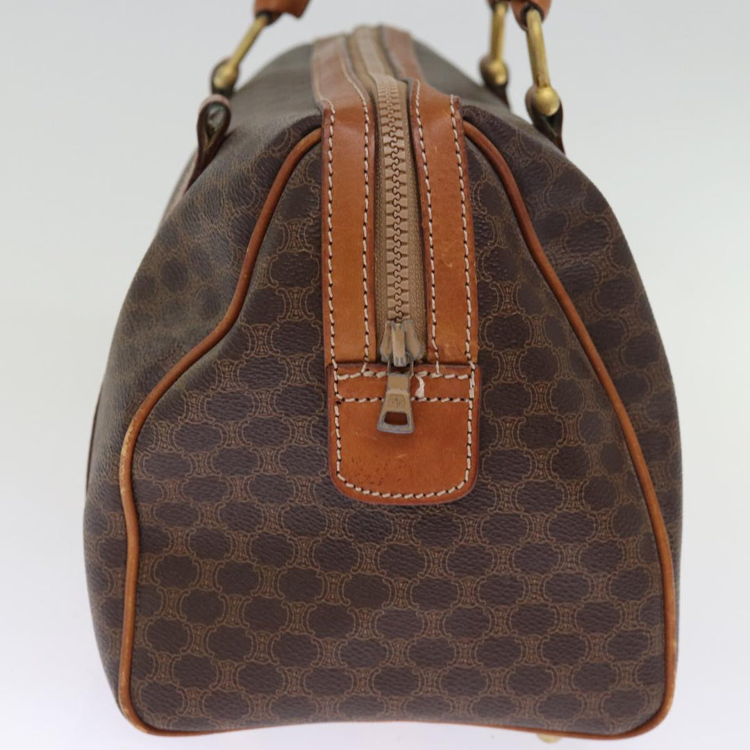 Celine Macadam Canvas Boston Bag PVC Leather Brown  76018