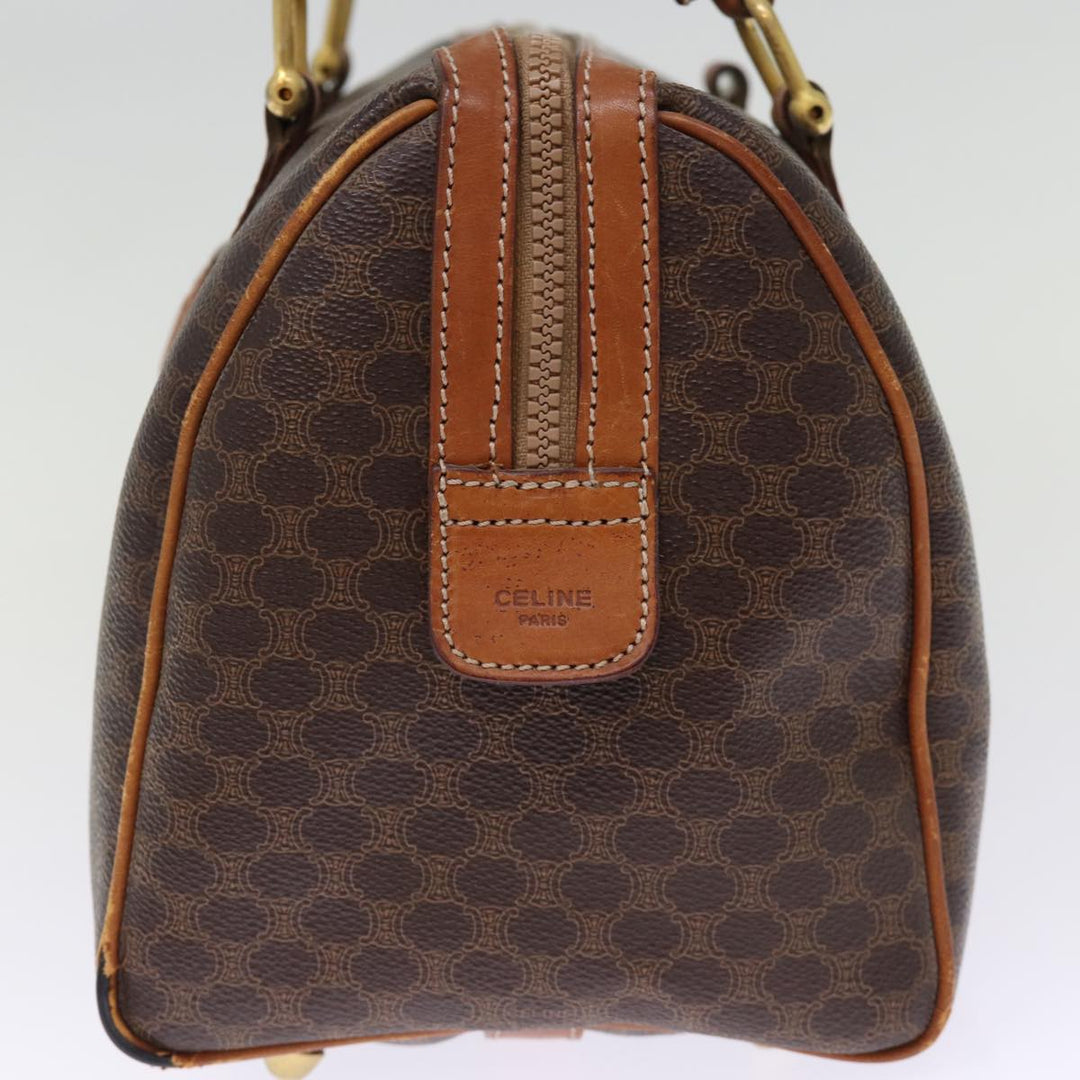 Celine Macadam Canvas Boston Bag PVC Leather Brown  76018