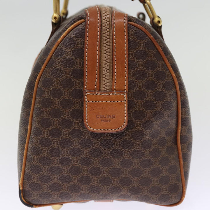 Celine Macadam Canvas Boston Bag PVC Leather Brown  76018