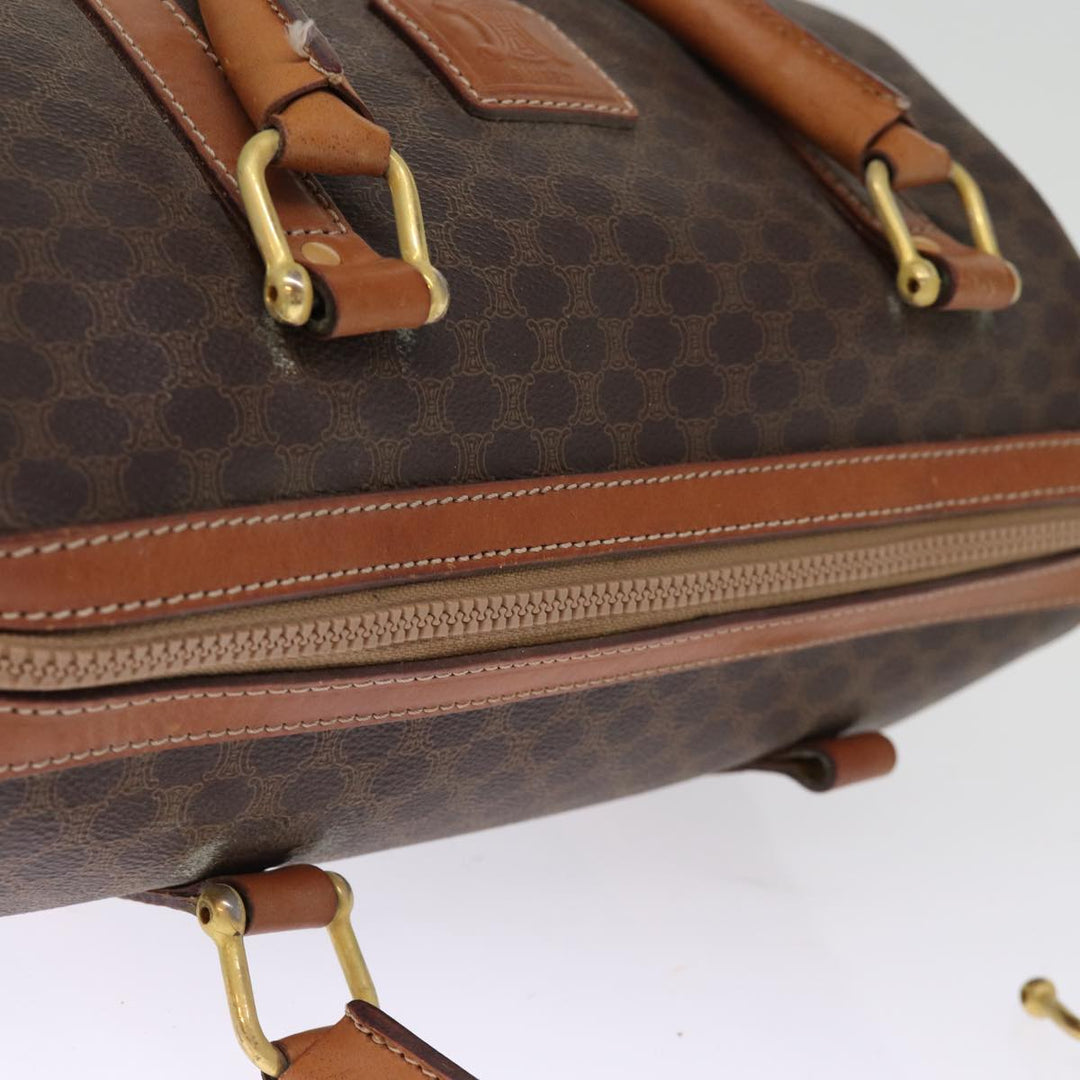 Celine Macadam Canvas Boston Bag PVC Leather Brown  76018