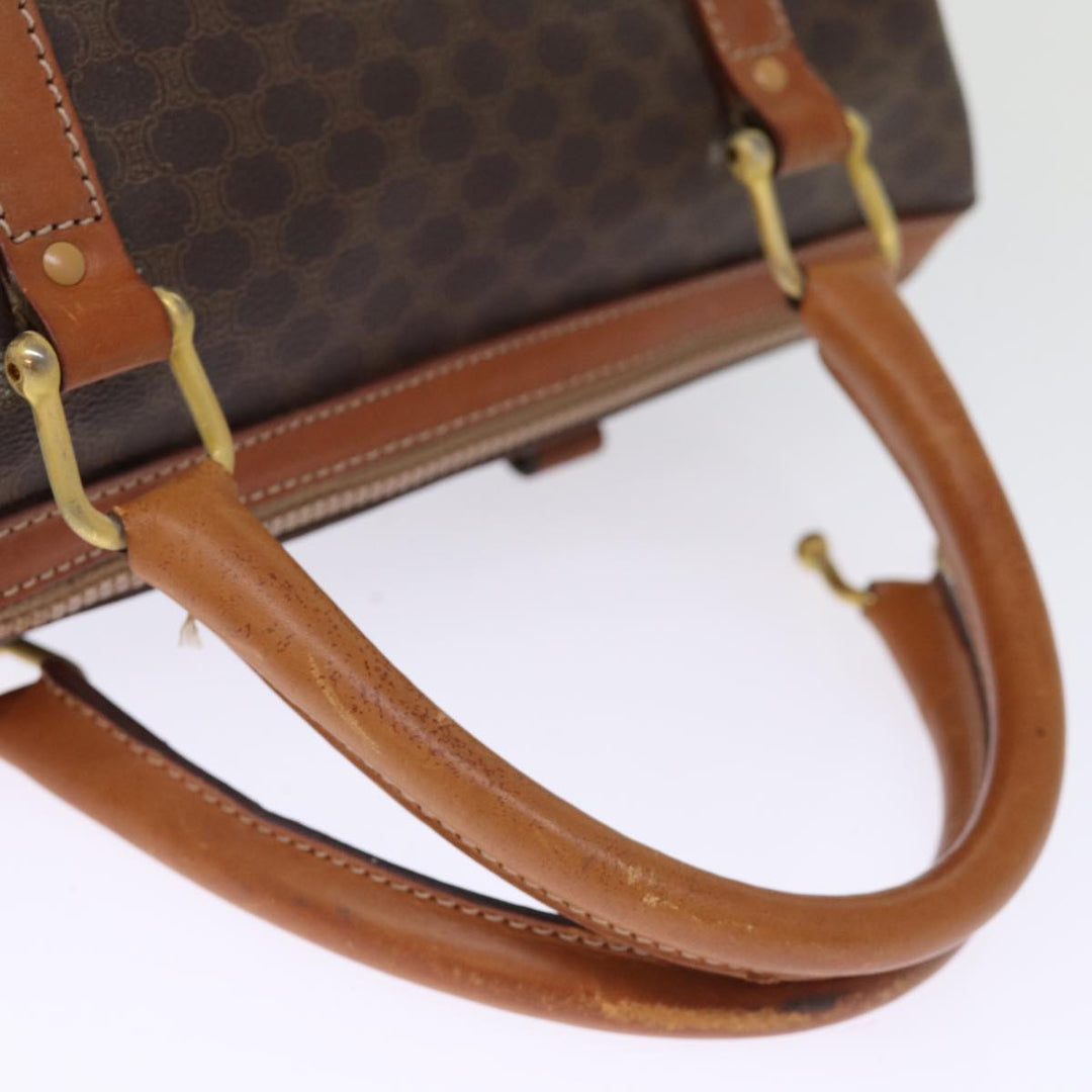 Celine Macadam Canvas Boston Bag PVC Leather Brown  76018