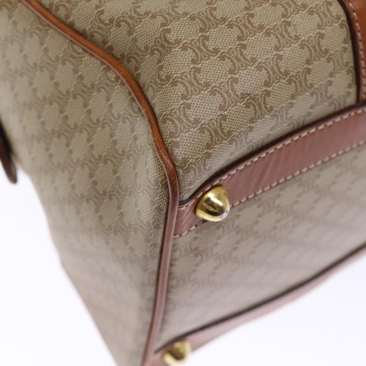 Celine Macadam Canvas Boston Bag Beige Auth 76020