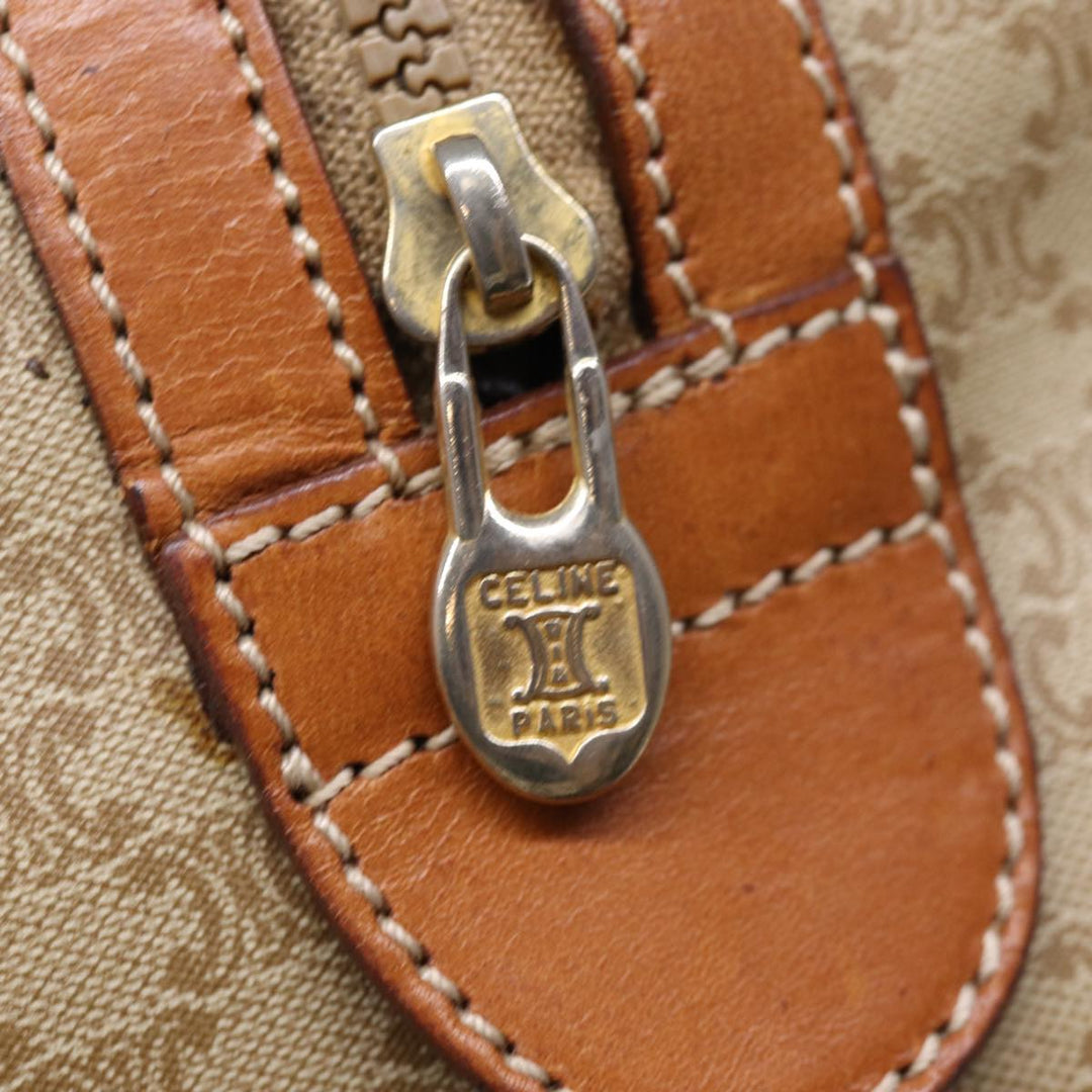 Celine Macadam Canvas Boston Bag Beige Auth 76020