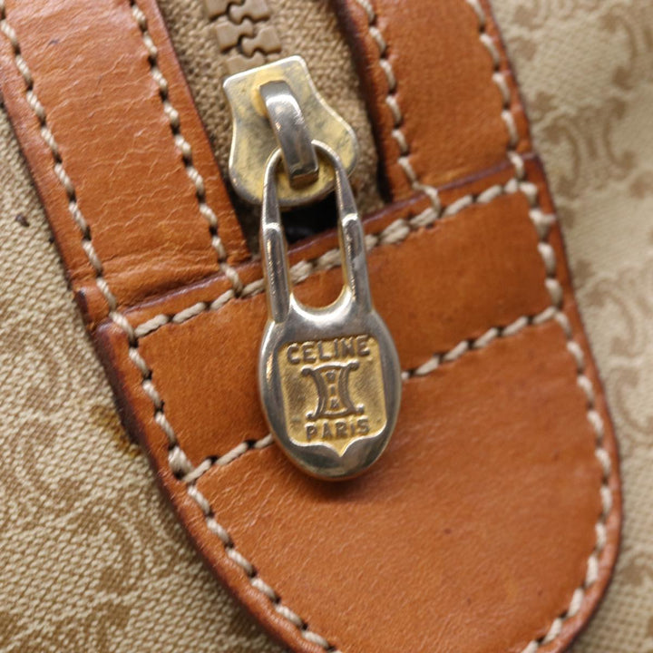Celine Macadam Canvas Boston Bag Beige Auth 76020