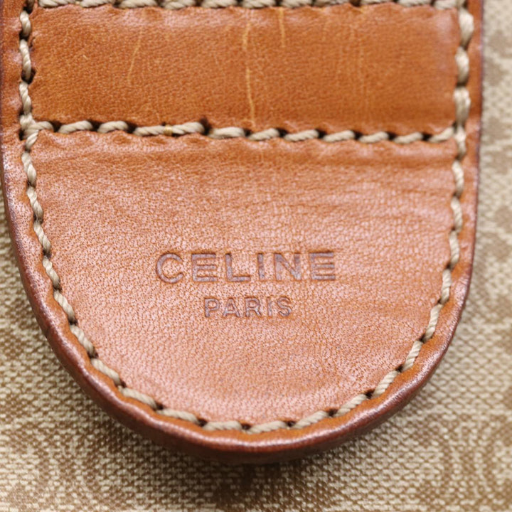 Celine Macadam Canvas Boston Bag Beige Auth 76020