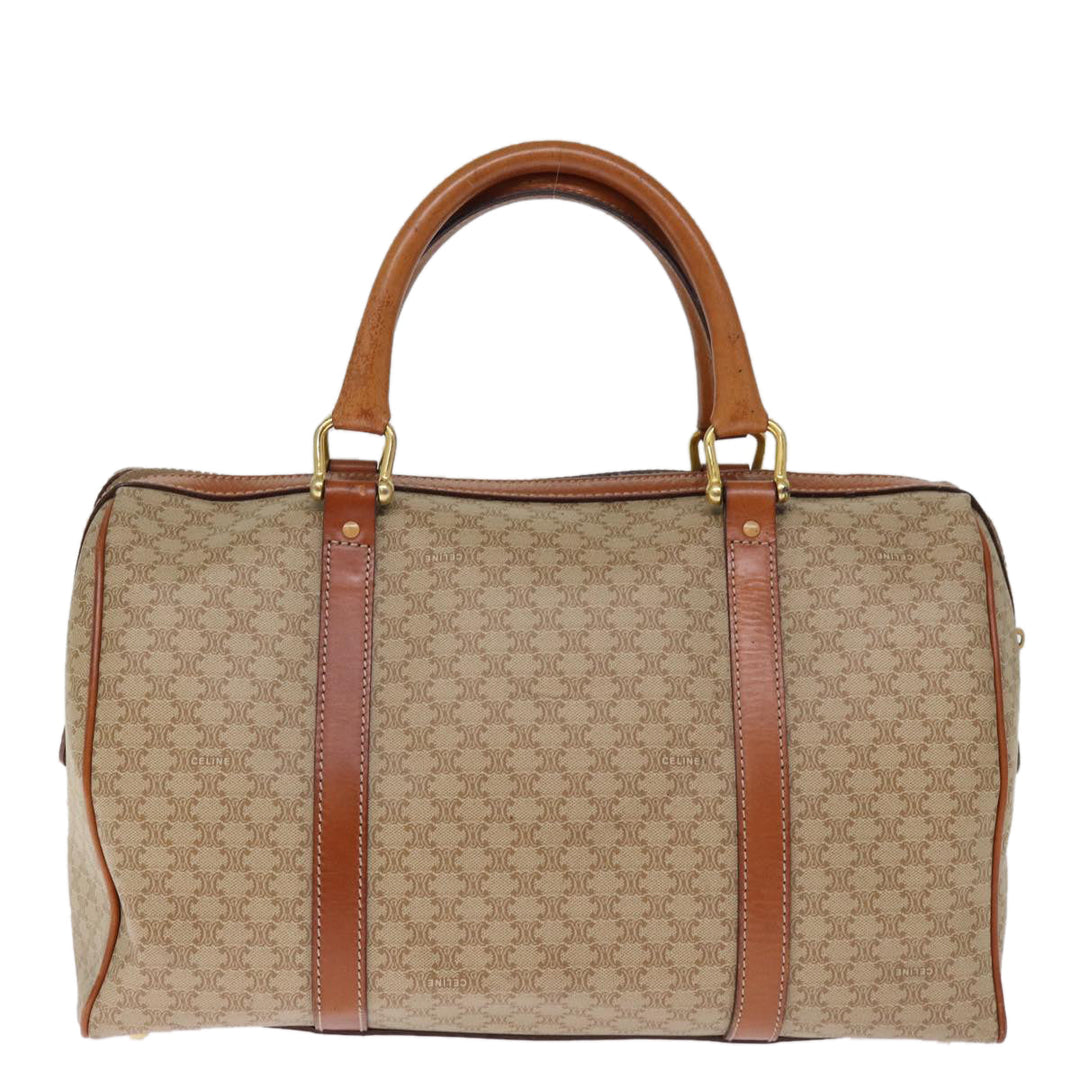 Celine Macadam Canvas Boston Bag Beige Auth 76020