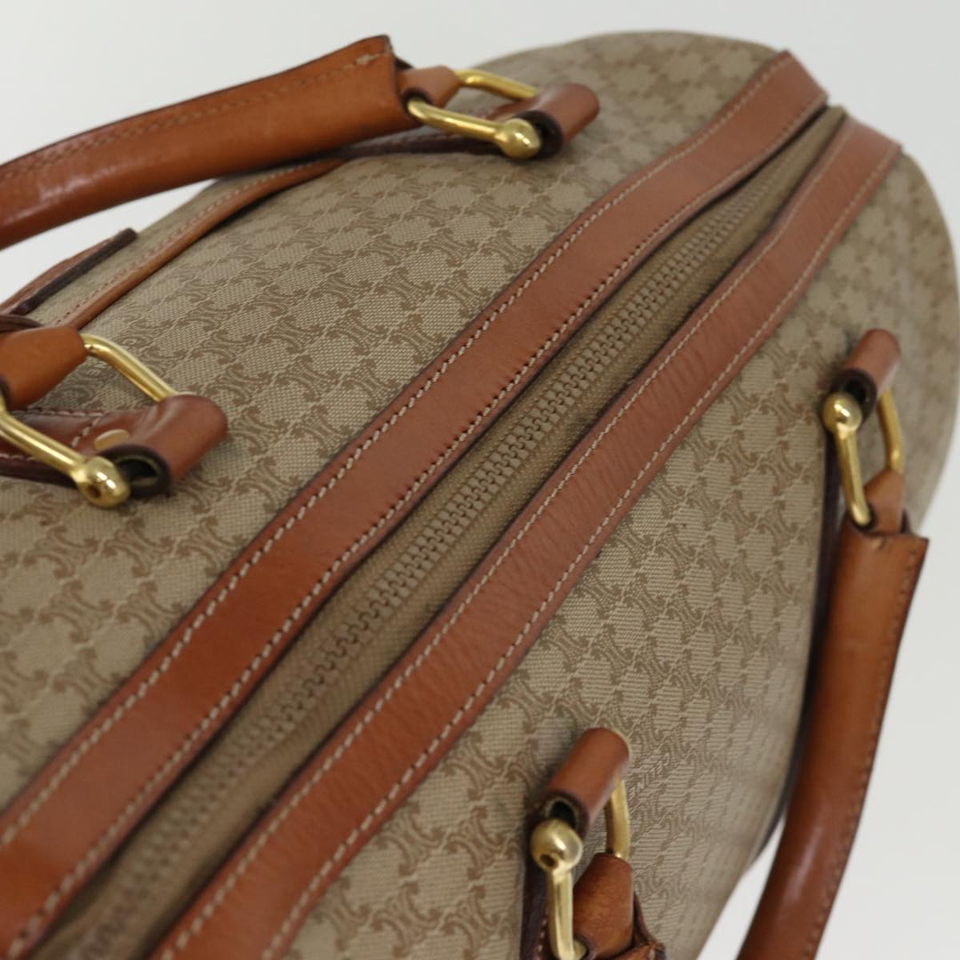 Celine Macadam Canvas Boston Bag Beige Auth 76020