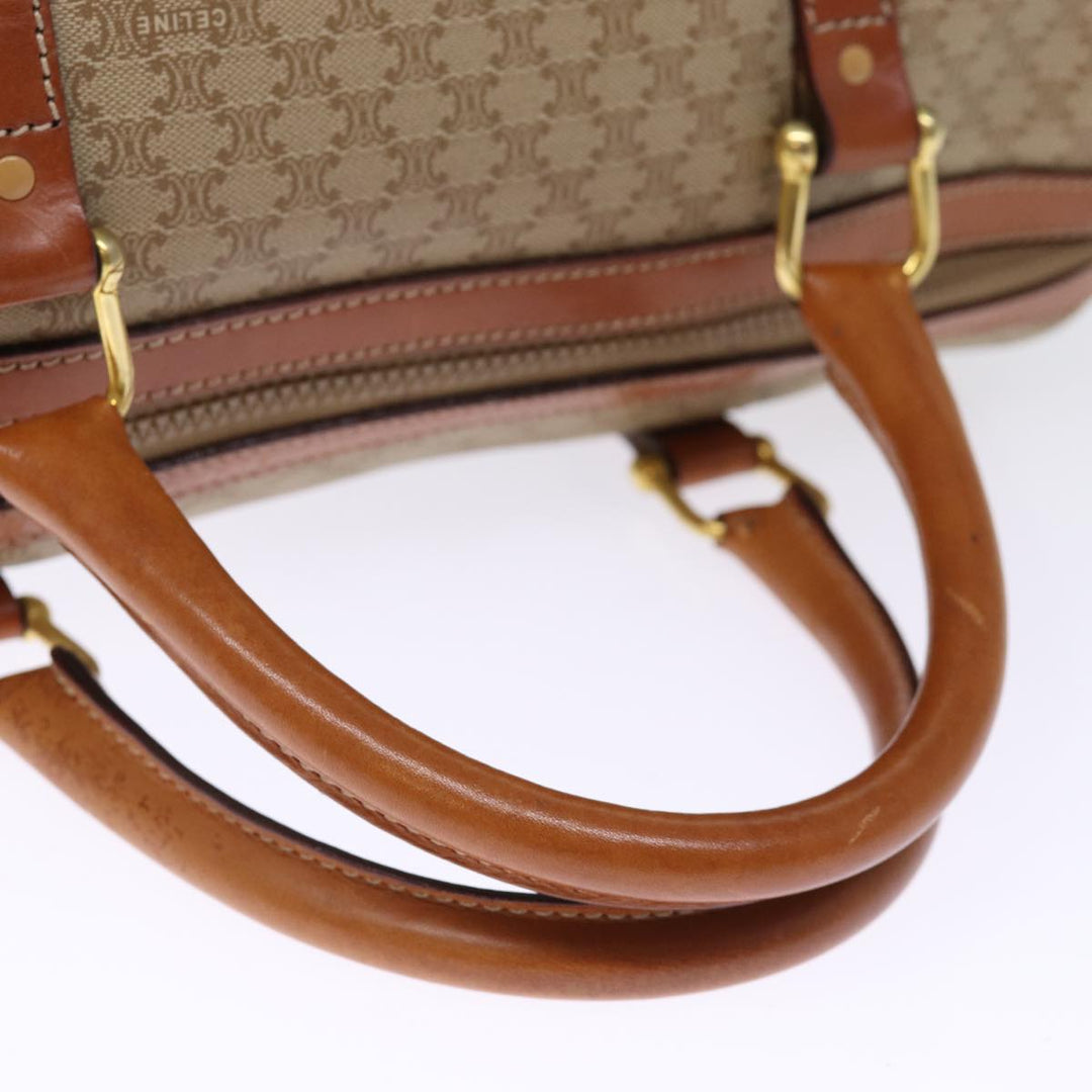 Celine Macadam Canvas Boston Bag Beige Auth 76020