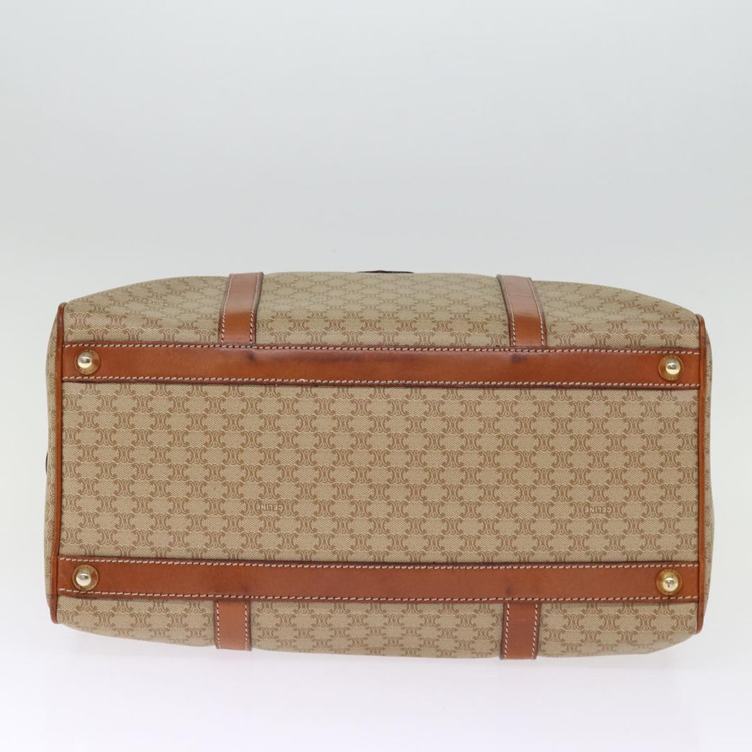 Celine Macadam Canvas Boston Bag Beige Auth 76020