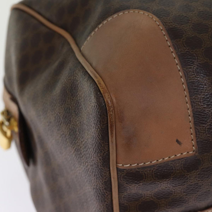 Celine Macadam Canvas Boston Bag PVC Leather Brown Auth 76024