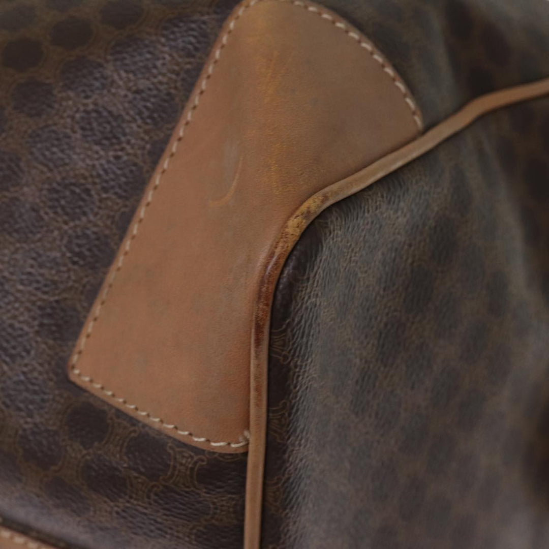 Celine Macadam Canvas Boston Bag PVC Leather Brown Auth 76024