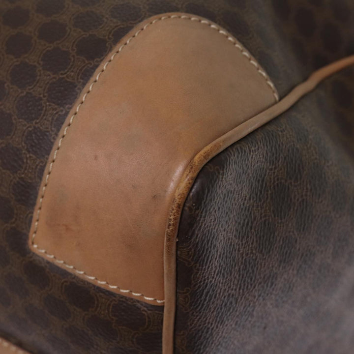 Celine Macadam Canvas Boston Bag PVC Leather Brown Auth 76024