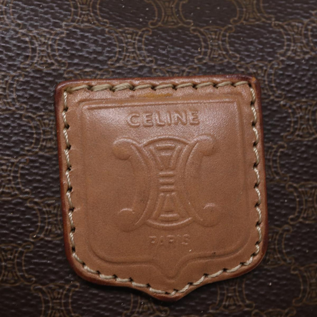 Celine Macadam Canvas Boston Bag PVC Leather Brown Auth 76024