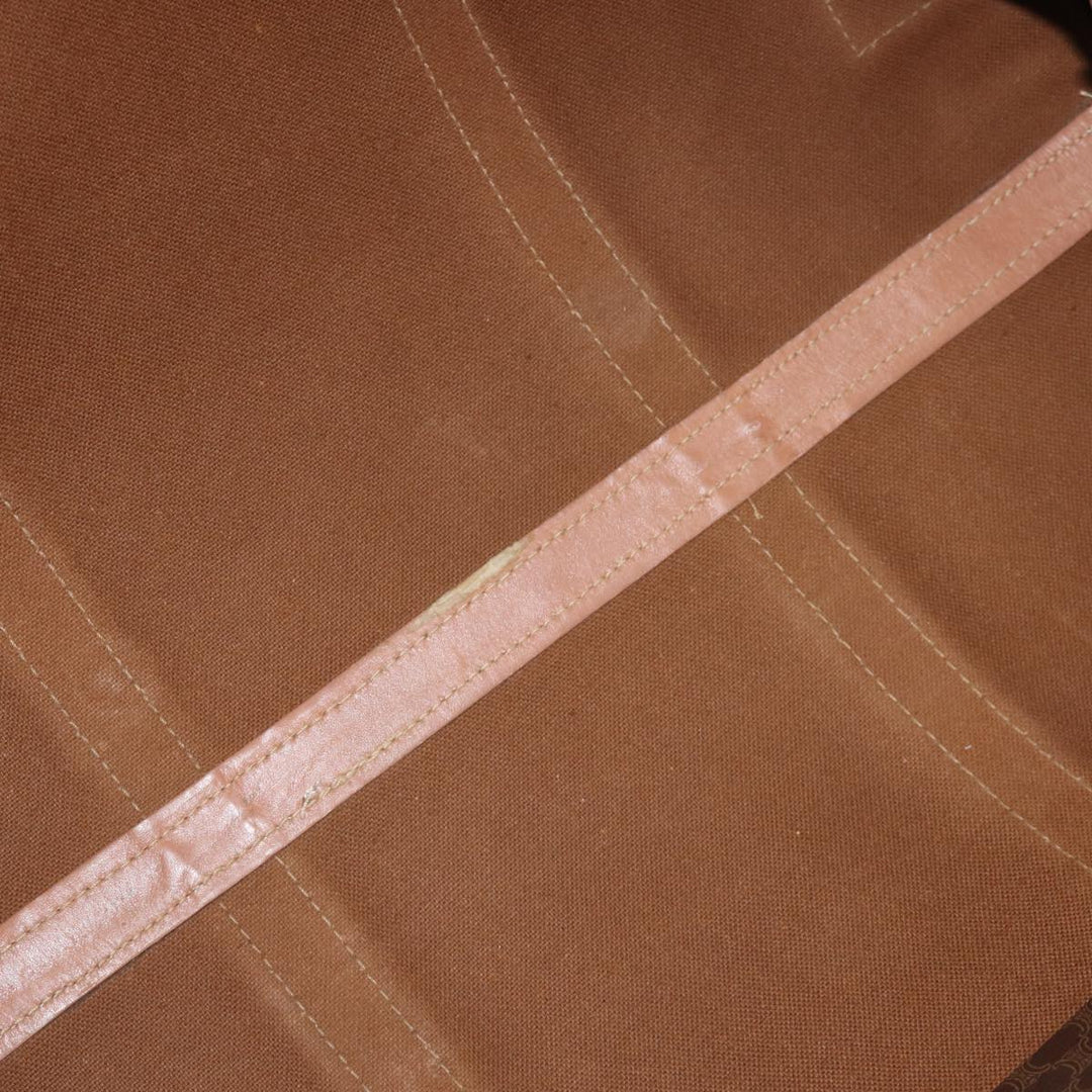 Celine Macadam Canvas Boston Bag PVC Leather Brown Auth 76024