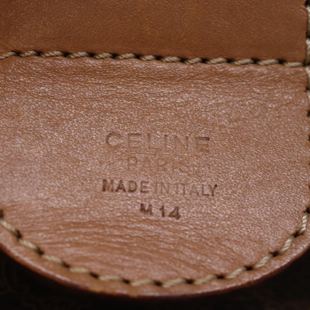 Celine Macadam Canvas Boston Bag PVC Leather Brown Auth 76024