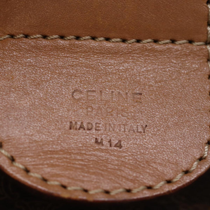 Celine Macadam Canvas Boston Bag PVC Leather Brown Auth 76024