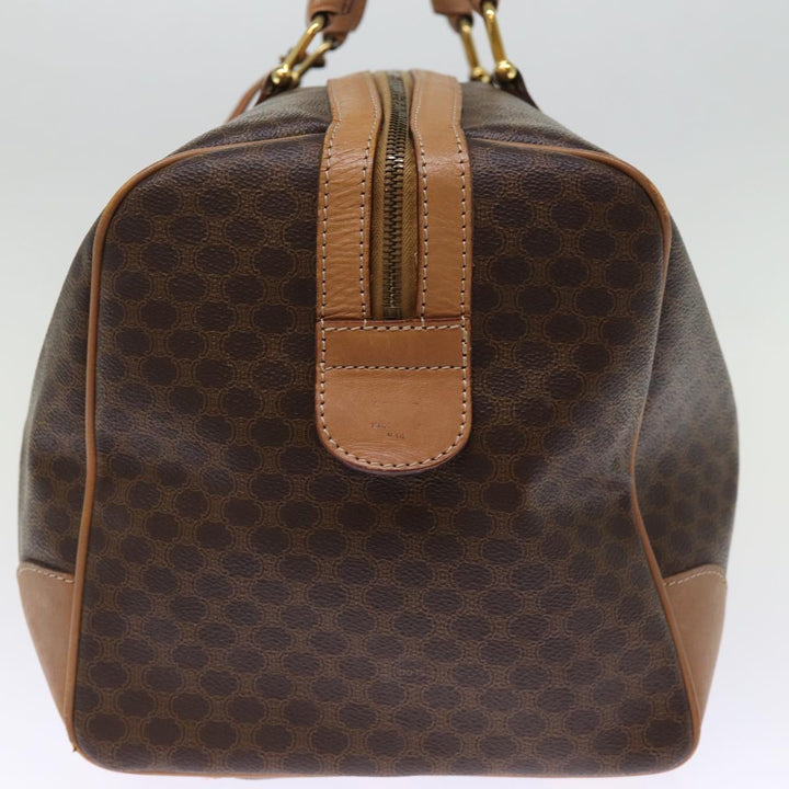 Celine Macadam Canvas Boston Bag PVC Leather Brown Auth 76024