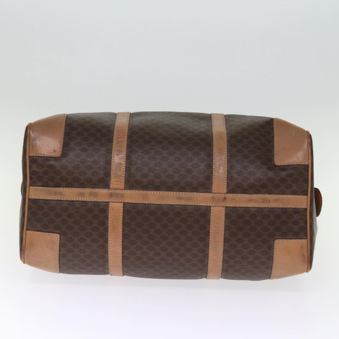 Celine Macadam Canvas Boston Bag PVC Leather Brown Auth 76024