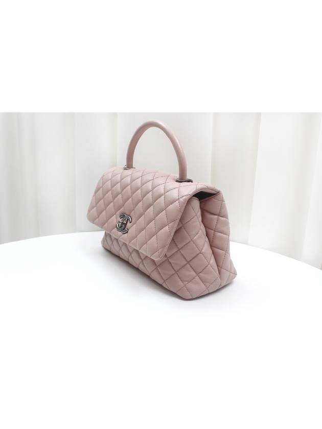 Coco Handle Quilted Caviar Medium Pink Tote Shoulder Bag 23rd A92990 Chanel