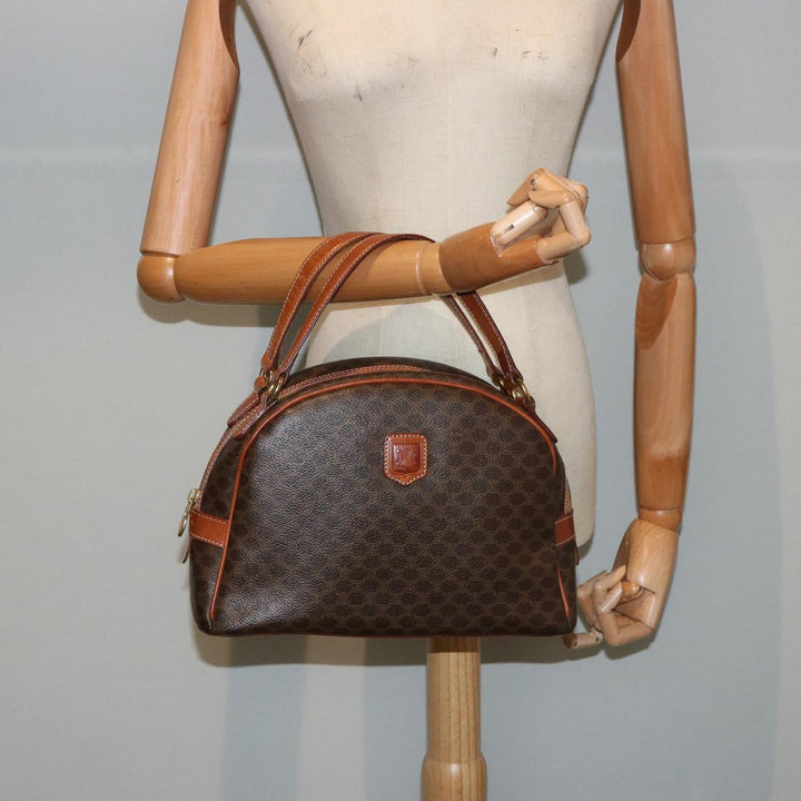 Celine Macadam Canvas Hand Bag PVC Brown  76084
