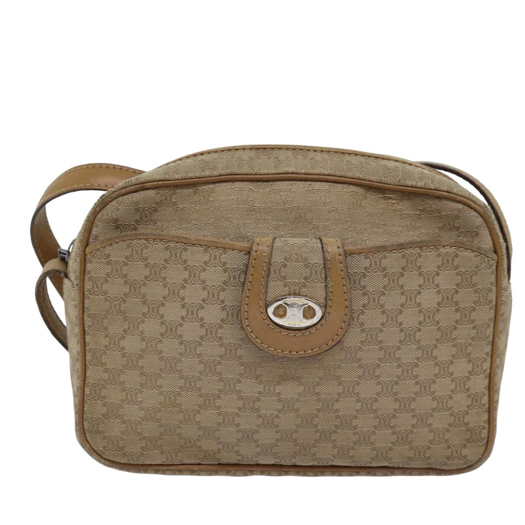 Celine Macadam Canvas Shoulder Bag Beige  76085