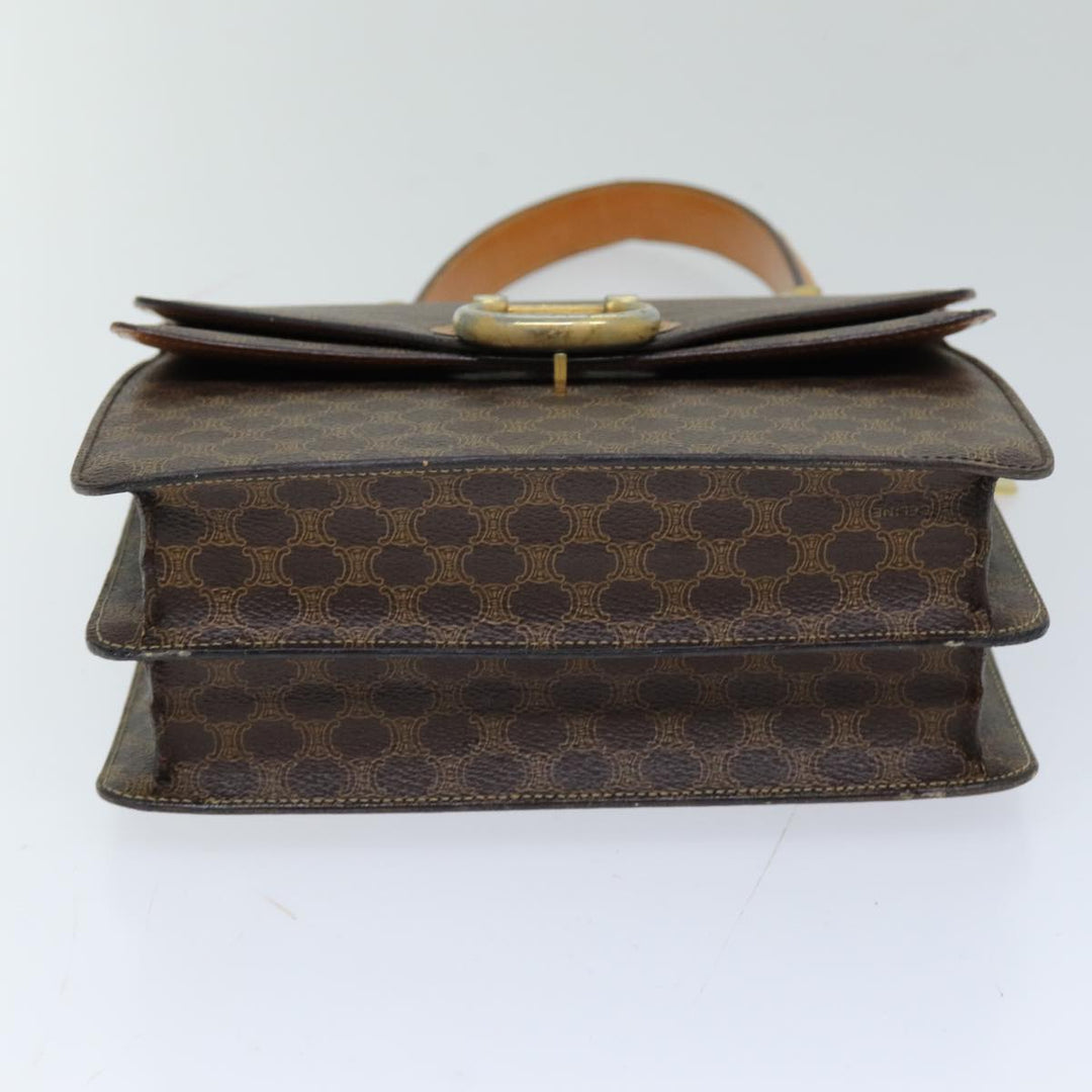 Celine Macadam Canvas Hand Bag PVC Brown Auth 76088