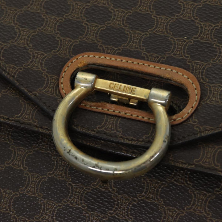 Celine Macadam Canvas Hand Bag PVC Brown Auth 76088