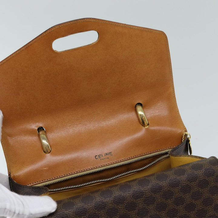 Celine Macadam Canvas Hand Bag PVC Brown Auth 76088